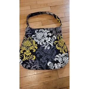 Vera Bradley Shoulder Bag Floral Yellow Gray Black Boho Hobo Purse
